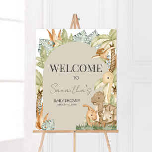 Poster Boho Dinosaur Baby shower Bienvenue