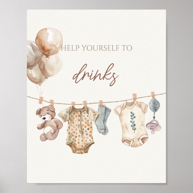 Poster Boho doux Neutral Vêtements de bébé Baby shower Bo (Devant)