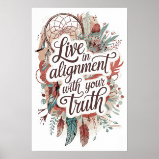Poster Boho Dreamscape Live in Alignement with Your Truth