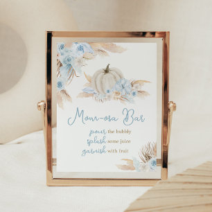 Poster Boho Dusty Blue Citrouille Baby shower Maman Osa B