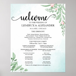 Poster Boho Dusty Blue Eucalyptus Programme de mariage
