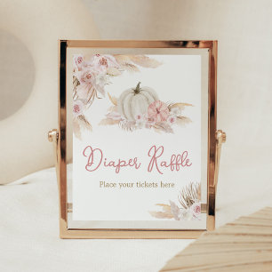 Poster Boho Dusty Rose Citrouille Baby shower Déchets Raf
