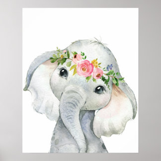 Poster Boho Elephant Wall Art Imprimer Watercolor Nursery
