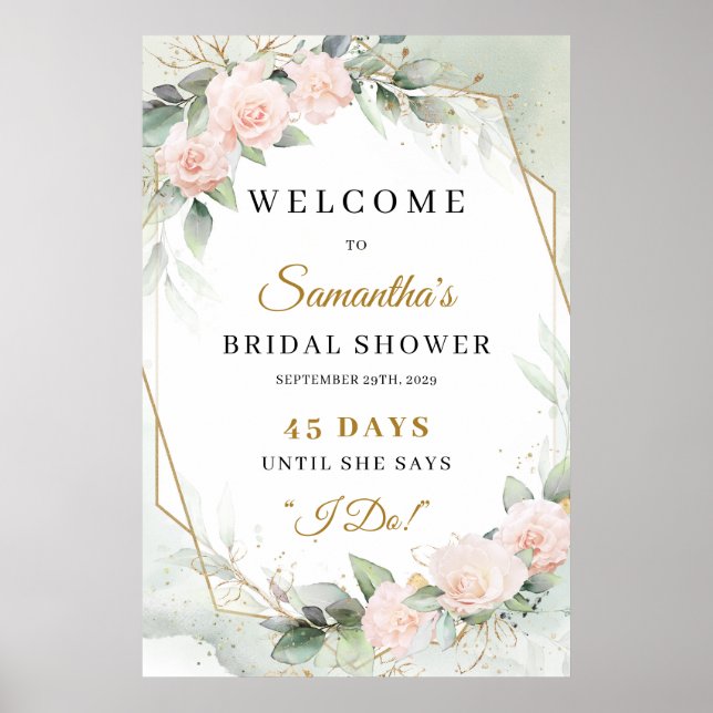 Poster Boho eucalyptus succulent Shower de mariage compte (Devant)