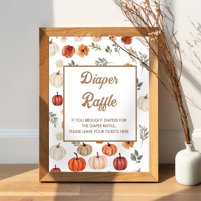 Poster Boho Fall Citrouille Baby shower Déchets Raffle (Créateur téléchargé)