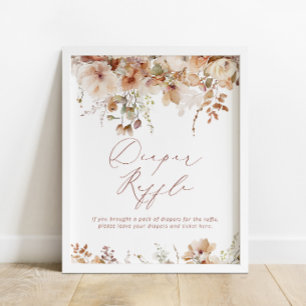 Poster Boho Fall Floral Baby shower Déchets Raffle