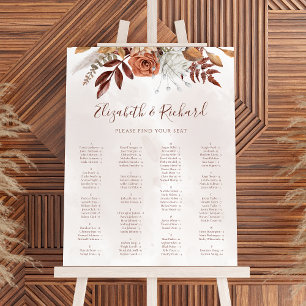Poster Boho Fall Terracotta Fleurs Mariage Seating Chart