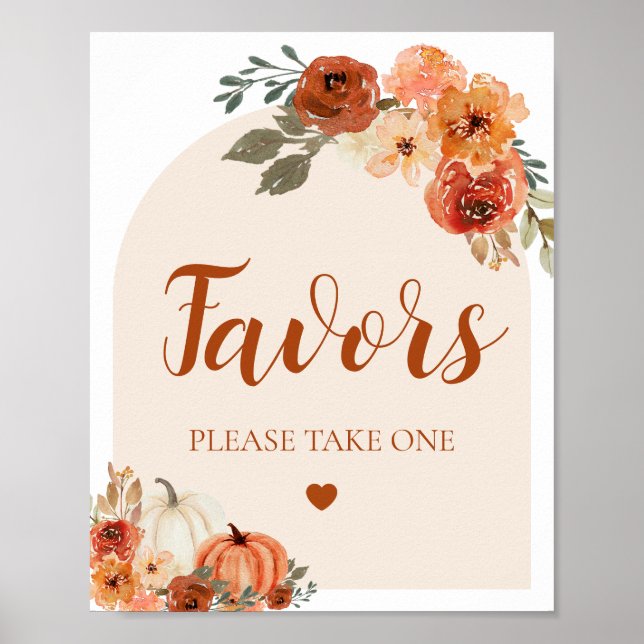Poster Boho Fall Un Petit Baby shower Citrouille Faveurs  (Devant)