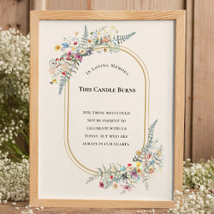 Poster Boho Fleur de Fougère Mariage Cette Bougie Brûle