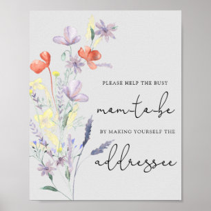 Poster Boho fleur sauvage - Aidez l'adresse "Maman-to-Be"