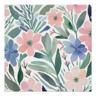 Poster Boho Fleur sauvage Aquarelle Floral Pastel