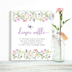 Poster Boho Fleur sauvage Déchets Raffle Déposer Baby sho