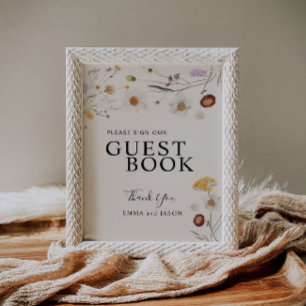 Poster Boho Fleur sauvage Mariage du livre d'hôtes Connex