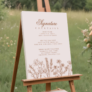 Poster Boho Fleur sauvage Signature Cocktail Menu Signe