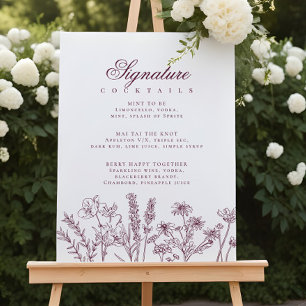 Poster Boho Fleur sauvage Signature Cocktail Menu Signe