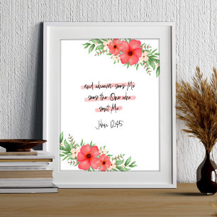 Poster Boho Floral Bible chrétienne Verse Jean 12:45
