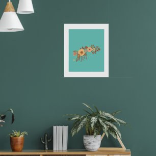 Poster Boho Floral bleu moderne