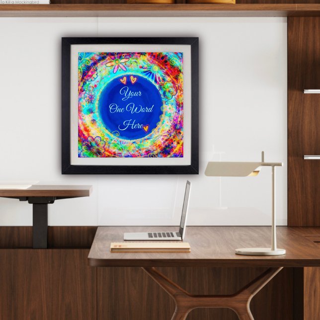 Poster Boho Floral Customisé Nom du devis Un mot (Personalized One Work Art Poster Inspirivity)