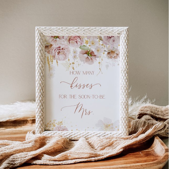Poster Boho floral devine combien de baisers enterrement  (Créateur téléchargé)