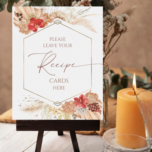Poster Boho Floral Fête des mariées Recette Cartes Signal (Créateur téléchargé)