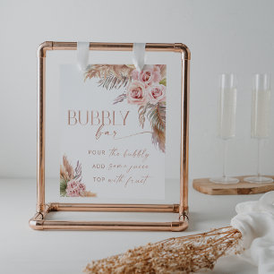 Poster Boho Floral Pampas Rose Gold Bubbly Bar