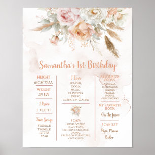 Poster Boho Floral Rustique Onederday Milestone