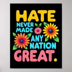 Poster Boho Floral Style Haine N'A Jamais Fait Une Nation