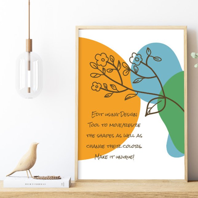 Poster Boho Forme Simple Lineart Flower Calm Quote (Créateur téléchargé)