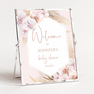 Poster Boho frame pampas herbe baby shower accueil