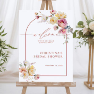 Poster Boho Garden Rose Fleurs Fête des mariées Bienvenue