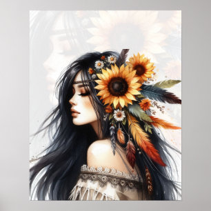 Poster Boho Girl IA Art Mode Bohème