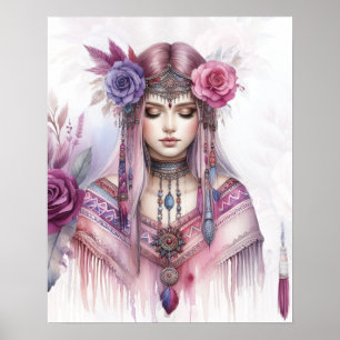 Poster Boho Girl IA Art Mode Bohème