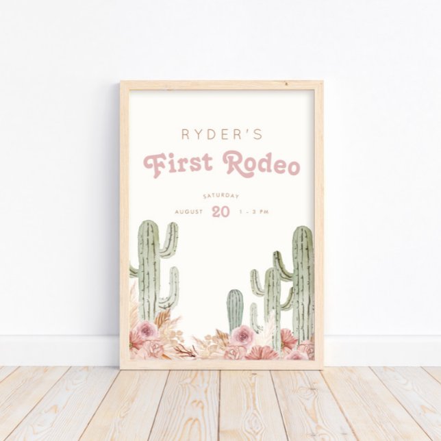 Poster Boho Girls First Rodeo Cowgirl Birthday Welcome (Available for print or instant digital download!)