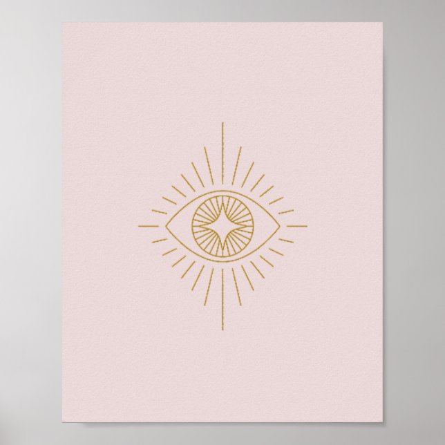 Poster Boho Gold & Pink Diamond Eye Dorm Room Wall Art | (Devant)