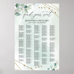 Poster Boho Greenery Gold Siège alphabétique géométrique