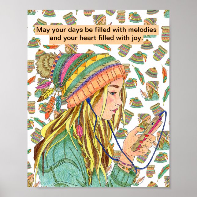 Poster Boho Hat Girl (Vorne)