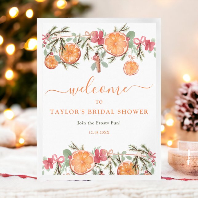 Poster Boho Hiver Séché Citrus Floral Bridal bienvenue (Boho Winter Dried Citrus Floral Bridal welcome Poster)