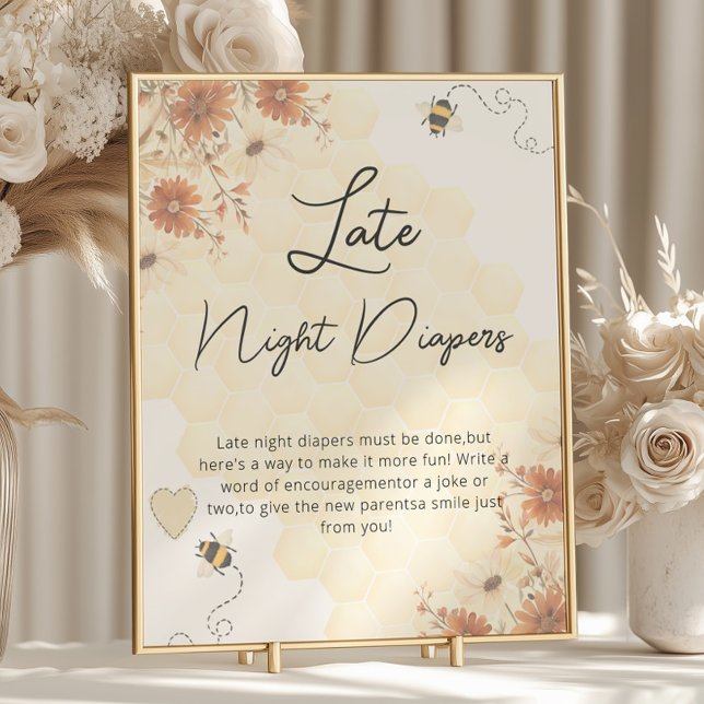 Poster Boho Honey Baby shower Diaports nocturnes (Créateur téléchargé)