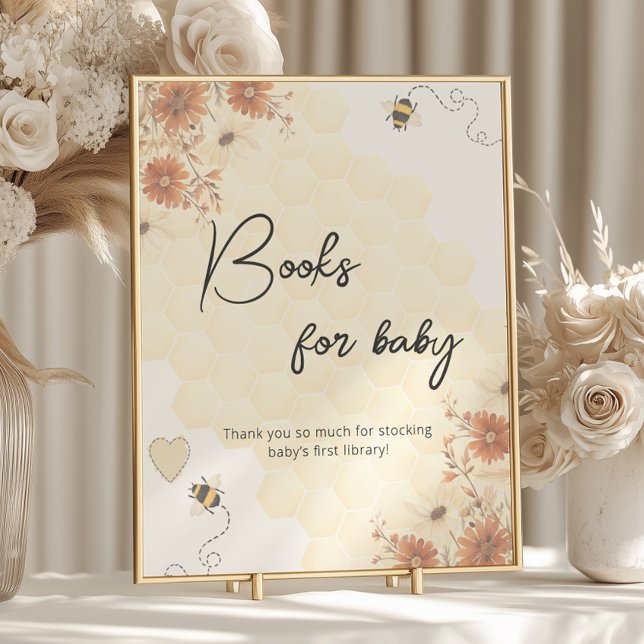 Poster Boho Honey Bee Baby shower Livres Pour Baby (Créateur téléchargé)
