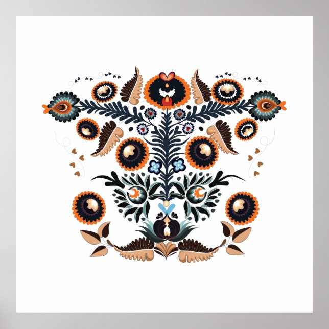 Poster Boho Hongrois Folk Motif (Devant)