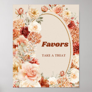 Poster Boho jardin d'automne épices orange beige rouille 