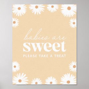 Poster Boho Jaune Daisy Baby shower Les bébés sont doux