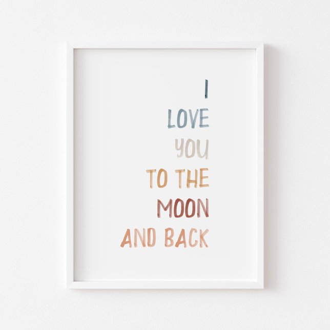 Poster Boho Je t'aime sur la lune et l'imprimé arrière (Créateur téléchargé)
