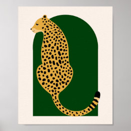 Poster Boho Jungle Vert Arc Vintage surdimensionné Leopar