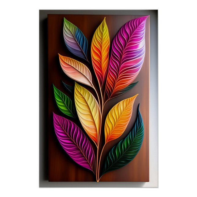 Poster Boho Leaf Art : Décor Abstrait (Devant)