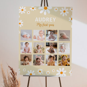 Poster Boho Light Daisy Anniversaire Photo Milestone Post