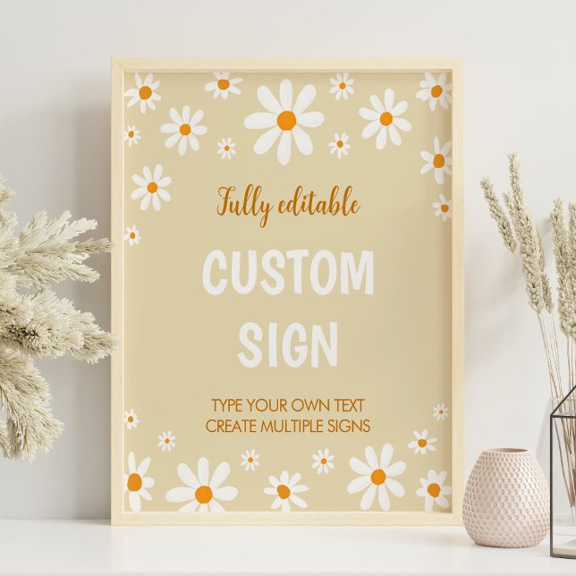 Poster Boho Light Daisy First Birthday Custom Sign (Créateur téléchargé)