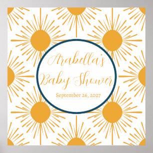 Poster Boho Little Ray of Sun Baby shower neutre