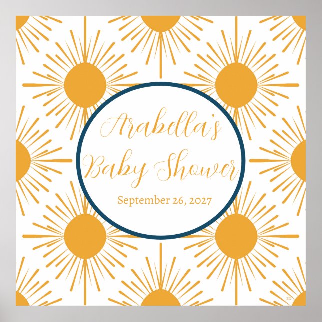 Poster Boho Little Ray of Sun Baby shower neutre (Devant)