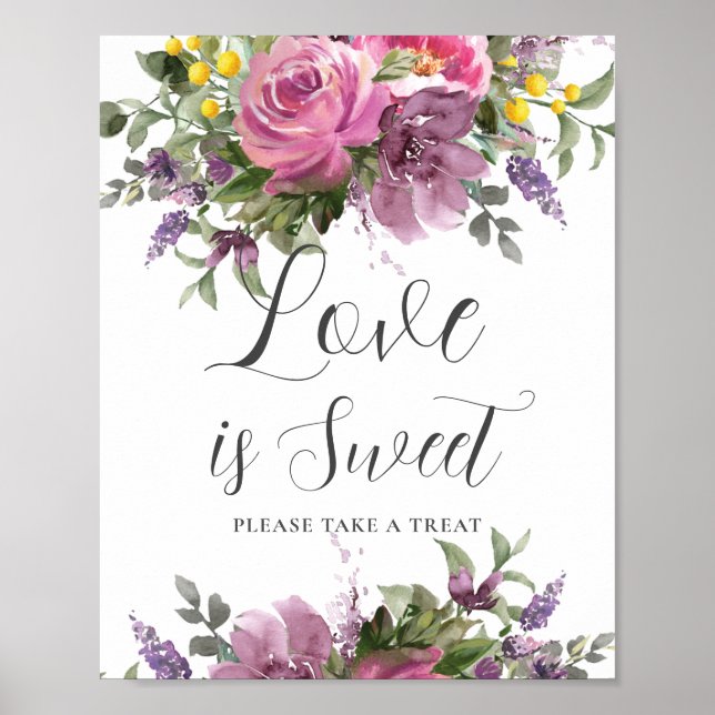 Poster Boho Magenta rose violet Floral Mariage Loisir Tre (Devant)